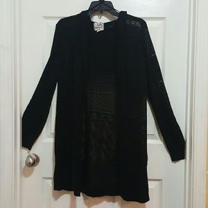 Pink Republic Black crochet hooded cardigan